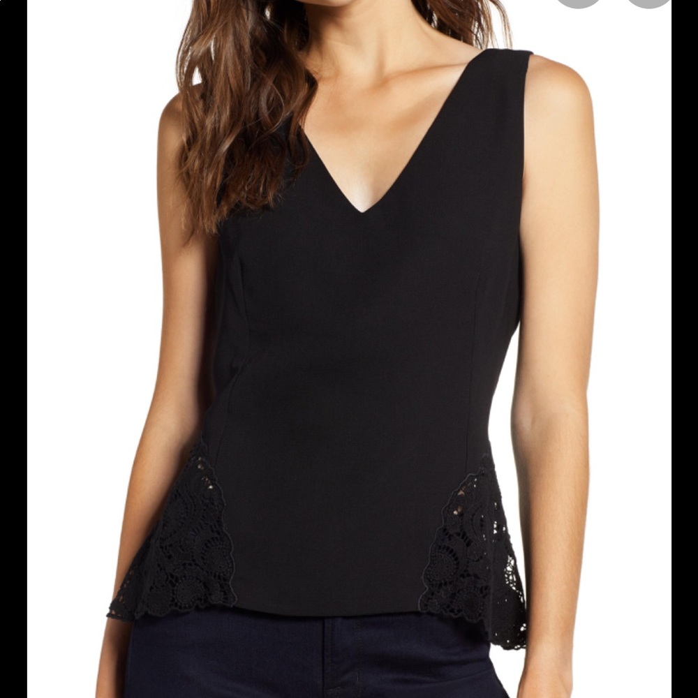 Peplum blouse w lace sides